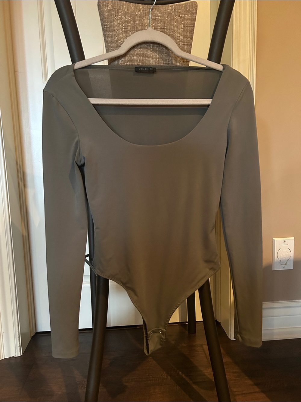 Dynamite Olive Green Long Sleeve Scoop-Neck Bodysuit